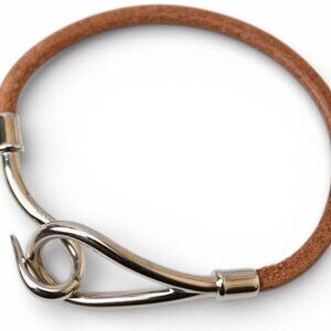 Hermes Bangle Bracelet Jumbo Brown Silver
